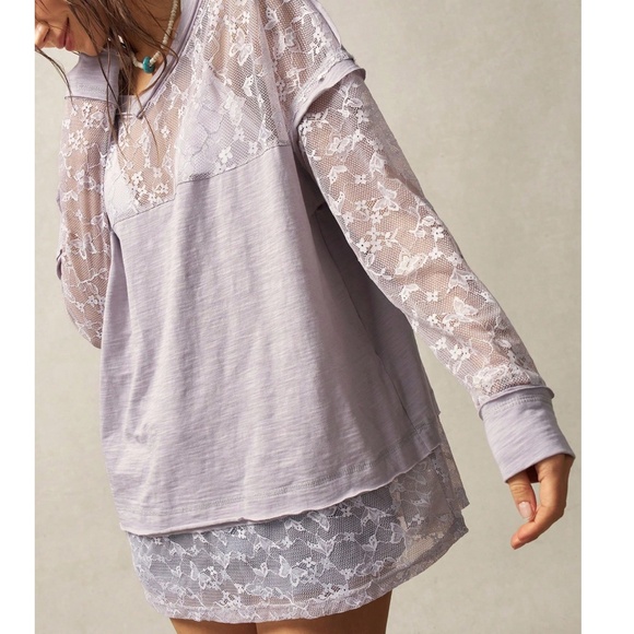 Boho V neck Floral Print Semi Sheer Oversized Long Sleeve top - Picture 4 of 5